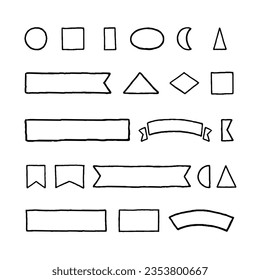 Ribbons, Frames, and Borders Sketchy Doodles. Hand Drawn Doodle Sketch Element Set.