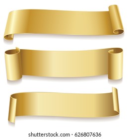 Ribbons golden isolated on white background. Holidays icon. Vector illustration.