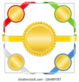 Ribbons with golden medals, vector eps10 illustration