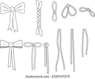 Ribbons  knitting rope  drawstring fashion flat templates  design for dress clothes   clothes in editable vector