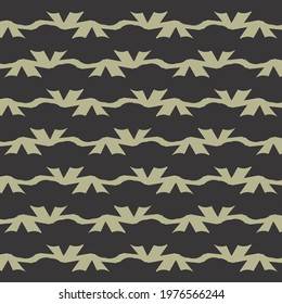 Ribbons with knots from place to place, rendered in gray on a black background, in a simplistic decorative expression. Fashion pattern.