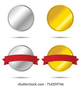ribbons and labels collection in gold and silver color illustration