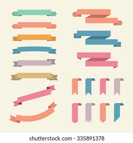 Ribbons and labels vector set. Bands, titles, banners