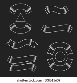 Ribbons on black background. Vector design elements