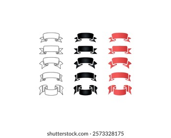 Ribbons Outline Black and Red Gradient Ribbons