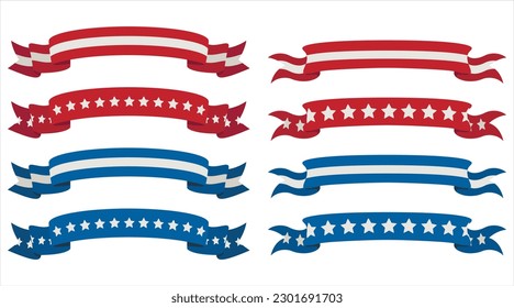 Ribbons in Patriotoic Colors. 4th of July Patriotic Concept. Independence Day design element