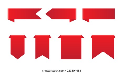 Ribbons red  set . Vector illustration.