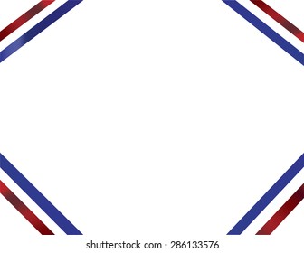 Ribbons in red, white, blue colors representing United States of America traditional colors at all four corners. Vector format. 