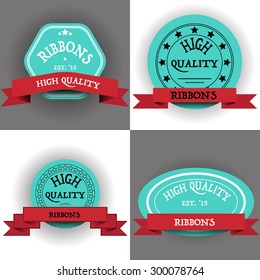 Ribbons red-blue logo set.