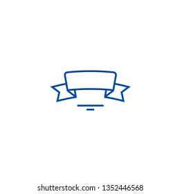 Ribbons with round corners  line icon concept. Ribbons with round corners  flat  vector symbol, sign, outline illustration.