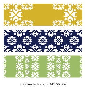 Ribbons with rustic folk pattern