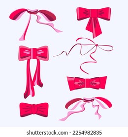 Cinta establecida. Arcos vacacionales de color, vector aislado.  Para tarjetas de decoración, plantillas. Para el día de San Valentín, Navidad, sorpresa de cumpleaños, Pascua, año nuevo, diseño de bebé. 
