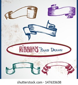 Ribbons set. Hand drawn illustration.Vector EPS 10 illustration.