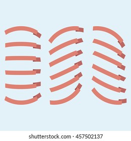 ribbons set illustration. various forms of ribbons in red color. vector illustration. flat style design.