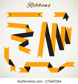 Ribbons Set. Isolated On Background. Vector Illustration. Geometric.