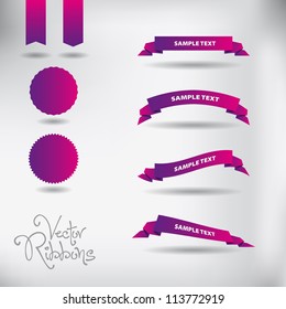 Ribbons Set, Isolated On White Background, Vector Illustration