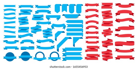 Ribbons set, on white background, Vector Illustration