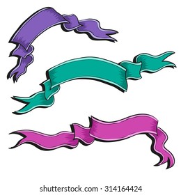 ribbons set for text in vintage style hand.