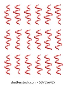 Ribbons set of various isolated forms. Colorful serpentine. Celebration confetti swirls