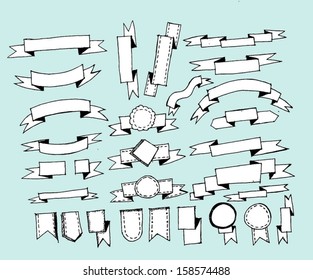  Ribbons Set Vector Illustration 