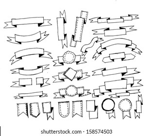  Ribbons Set Vector Illustration 