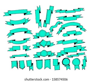  Ribbons Set Vector Illustration 