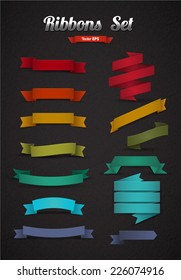 Ribbons set. Vector illustration. Can use for printing and web.