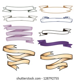 Ribbons - Set - Vintage - Isolated On White Background - Vector illustration Graphic Design Editable For Your Design. Lot Of Useful Elements. Styled Ribbons Collection