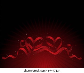 Ribbons in the shape of hearts