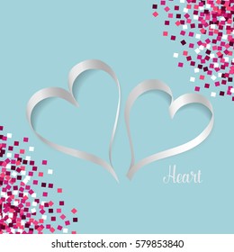Ribbons shaped as hearts. Vector illustration.