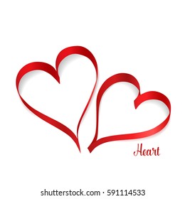 Ribbons shaped as hearts. Vector illustration.