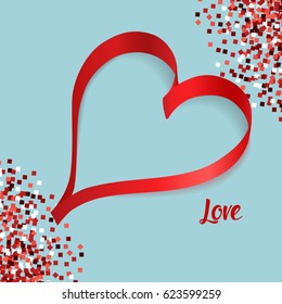 Ribbons shaped as hearts. Vector illustration.