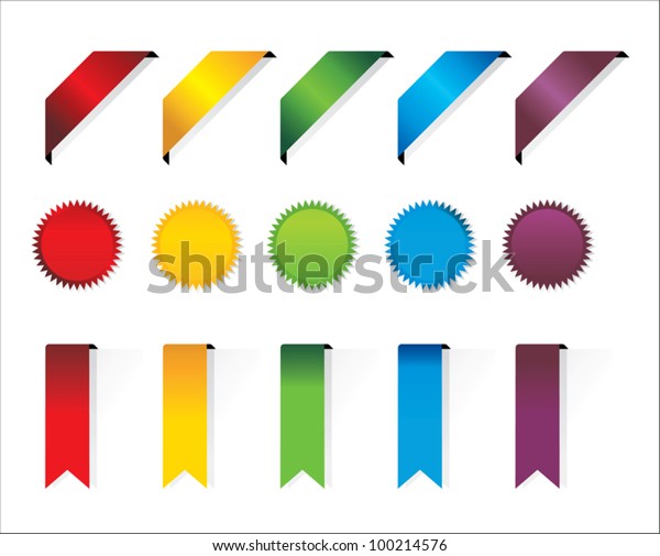 Ribbons Stickers Set Stock Vector (Royalty Free) 100214576 | Shutterstock
