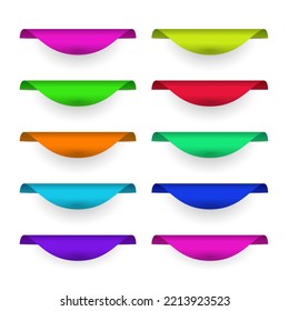Ribbons, tags and stickers on transparent background. Vector illustration.