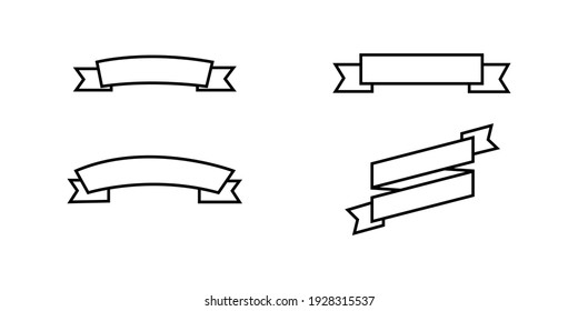 Ribbons template. Ribbons Banners in simple line design. Ribbons Banners, isolated. Black tapes. Vector illustration