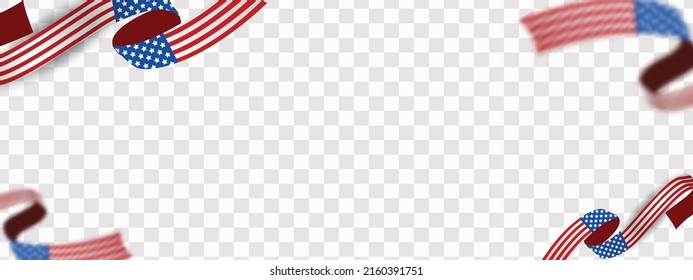 Ribbons with the USA flag, realistic vector on a transparent background