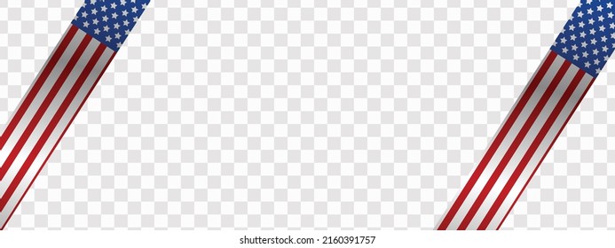 Ribbons with the USA flag, realistic vector on a transparent background