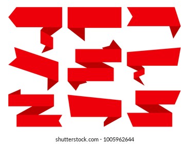 Ribbons vector banners, red tag label isolated on white background. Graphic illustration