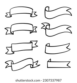 Ribbons vector ilustration art Black White