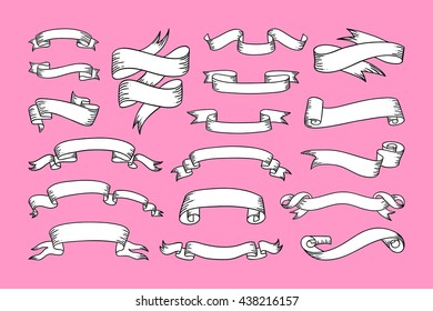 Ribbons vector set. Banners and ribbons design elements for cards and placards