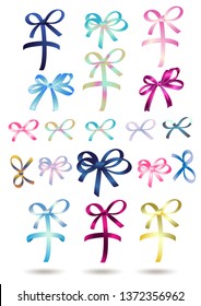 Ribbons Vector Set - Big Collection of Decorative and Colored Bows