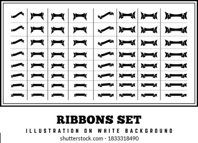 Ribbons vector set illustration isolated on white background. Label templates design