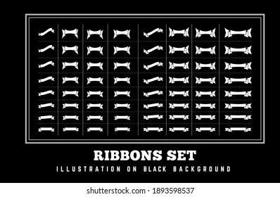 Ribbons vector set illustration isolated on black background