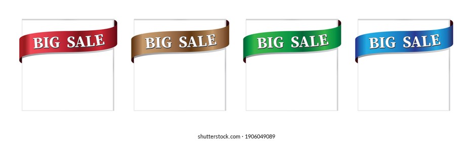 Ribbons vector set for a new, hot sale, free, discount, sale and sold out items,