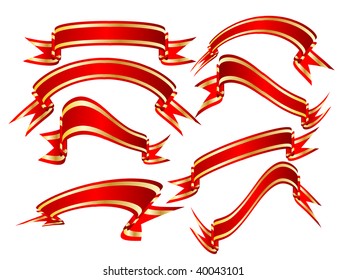 ribbons vector set over white