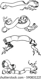  ribbons in vintage style. Old vector elements isolated on white background