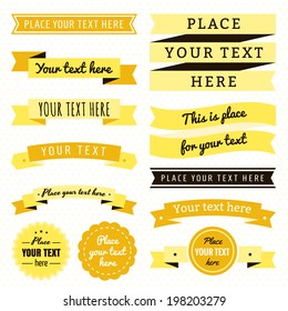 Ribbons vintage vector set in light and dark yellow and brown colors