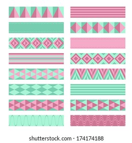 Ribbons. Washi tapes set. 