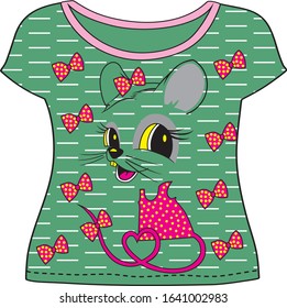 ribbons wearing cute mouse vector t-shirt drawing.eps