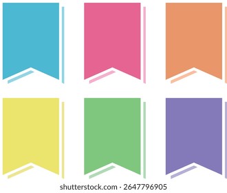 Ribbon-Shaped Label Illustration with Overlapping Effect (Set of 6 Colors)	